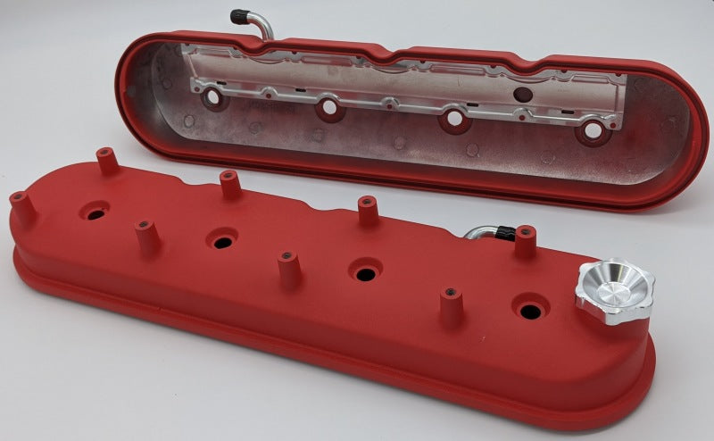 Granatelli 96-22 GM LS Tall Valve Cover w/Integral Angled Coil Mounts - Red Wrinkle (Pair) Granatelli 96-22 GM LS Tall Valve Cover w/Integral Angled Coil Mounts - Red Wrinkle (Pair)