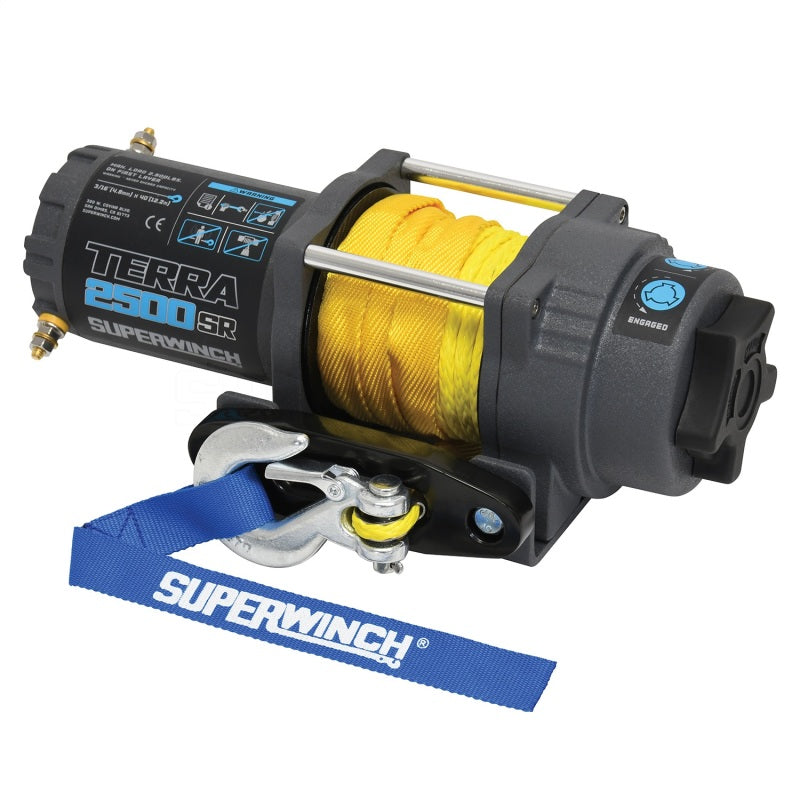 Superwinch 2500 LBS 12V DC 3/16in x 40ft Synthetic Rope Terra 2500SR Winch - Gray Wrinkle Superwinch 2500 LBS 12V DC 3/16in x 40ft Synthetic Rope Terra 2500SR Winch - Gray Wrinkle