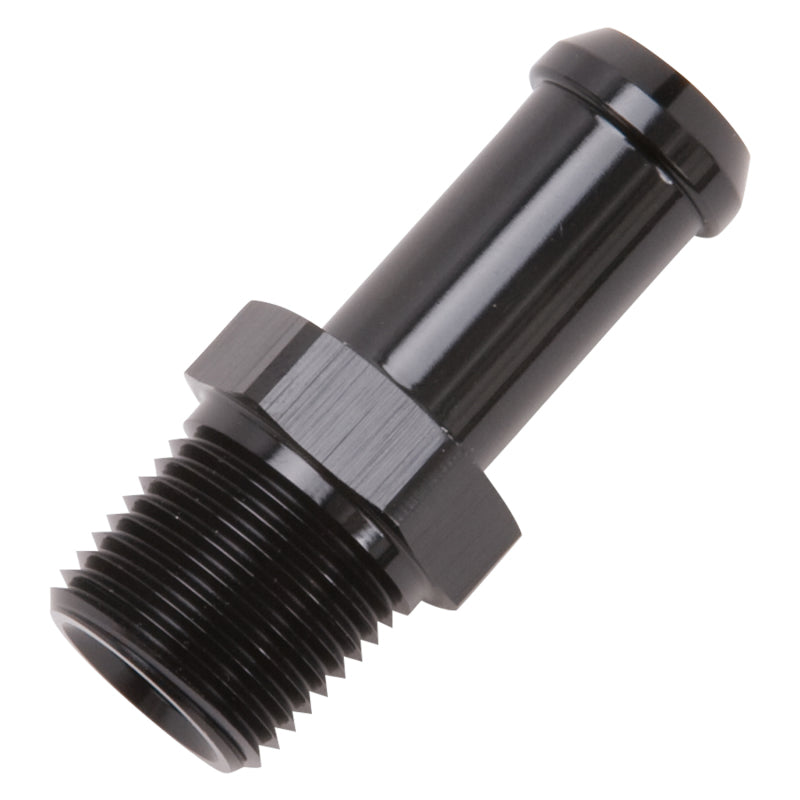 Edelbrock Hose End Straight 3/8In NPT to 1/2In Barb Black Anodize Edelbrock Hose End Straight 3/8In NPT to 1/2In Barb Black Anodize
