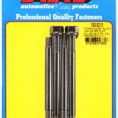 ARP 5/16-24 X 4.000 Black Hex Water Pump Pulley w/ 2.750in Fan Spacer Stud Kit