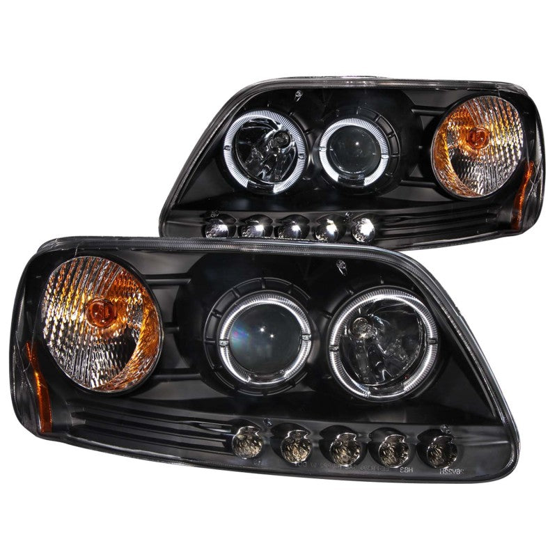 ANZO 1997.5-2003 Ford F-150 Projector Headlights w/ Halo and LED Black 1pc ANZO 1997.5-2003 Ford F-150 Projector Headlights w/ Halo and LED Black 1pc
