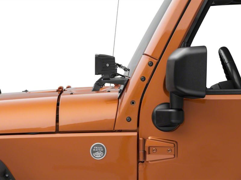 Raxiom 07-18 Jeep Wrangler JK Axial Series Windshield Pillar Mounted Light Brackets Raxiom 07-18 Jeep Wrangler JK Axial Series Windshield Pillar Mounted Light Brackets