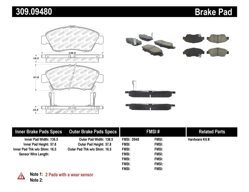 StopTech Performance 06-11 Honda Civic Sedan Hybrid Front Brake Pads StopTech Performance 06-11 Honda Civic Sedan Hybrid Front Brake Pads