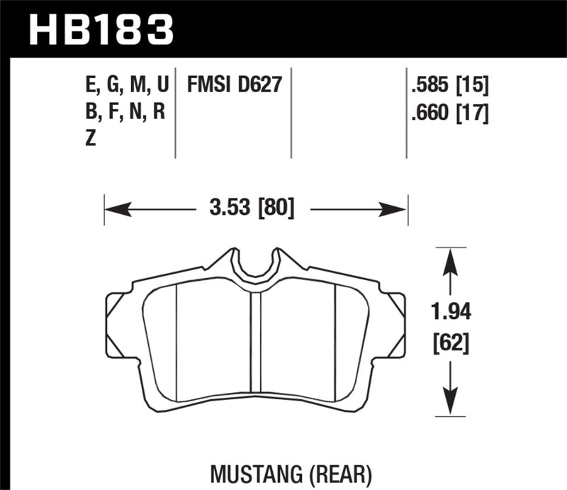 Hawk 2001-2001 Ford Mustang Bullitt 4.6 HPS 5.0 Rear Brake Pads Hawk 2001-2001 Ford Mustang Bullitt 4.6 HPS 5.0 Rear Brake Pads