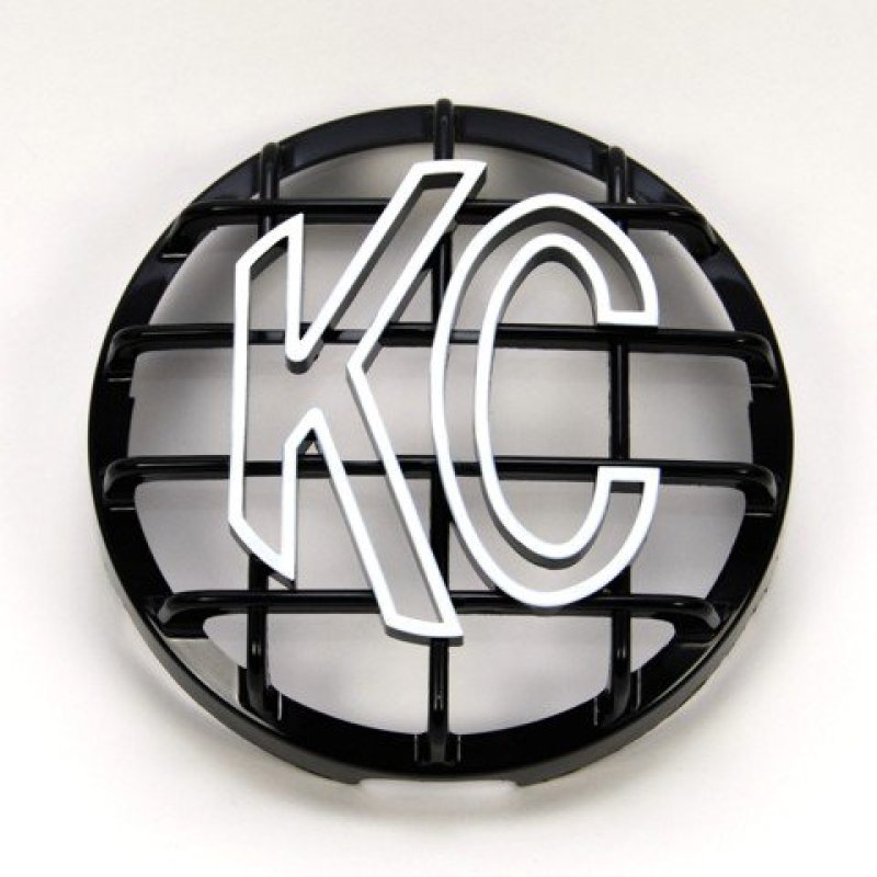 KC HiLiTES 6in. Round ABS Stone Guard for SlimLite/Daylighter Lights (Single) - Black/White KC Logo KC HiLiTES 6in. Round ABS Stone Guard for SlimLite/Daylighter Lights (Single) - Black/White KC Logo