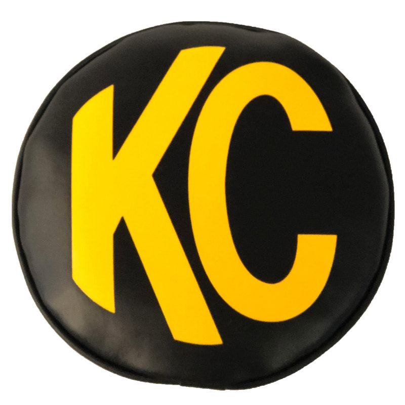 KC HiLiTES 8in. Round Soft Cover (Pair) - Black w/Yellow KC Logo KC HiLiTES 8in. Round Soft Cover (Pair) - Black w/Yellow KC Logo