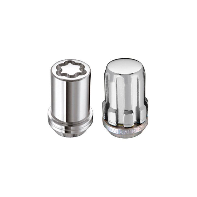 McGard SplineDrive Tuner 4 Lug Install Kit w/Locks & Tool (Cone) M12X1.25 / 13/16 Hex - Chrome McGard SplineDrive Tuner 4 Lug Install Kit w/Locks & Tool (Cone) M12X1.25 / 13/16 Hex - Chrome