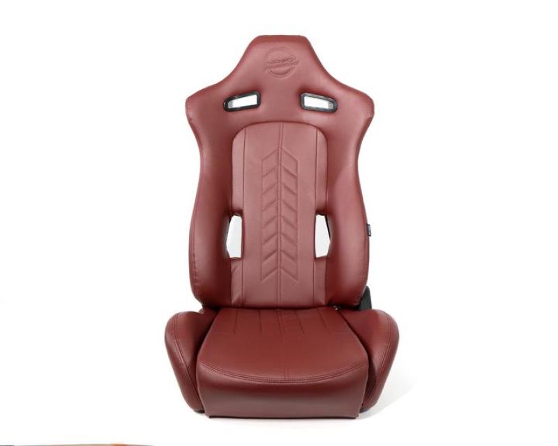 NRG Reclinable Sport Seats (Pair) The Arrow Maroon Vinyl w/ Pressed NRG logo w/ Maroon Stitch NRG Reclinable Sport Seats (Pair) The Arrow Maroon Vinyl w/ Pressed NRG logo w/ Maroon Stitch