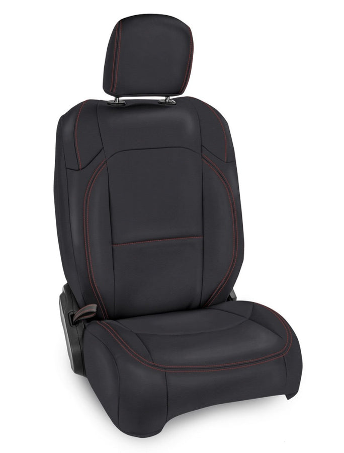 PRP 2018+ Jeep Wrangler JLU/4 Door/Gladiator/Rubicon Front Seat Cover (Pair) -Black w/ Red Stitching PRP 2018+ Jeep Wrangler JLU/4 Door/Gladiator/Rubicon Front Seat Cover (Pair) -Black w/ Red Stitching