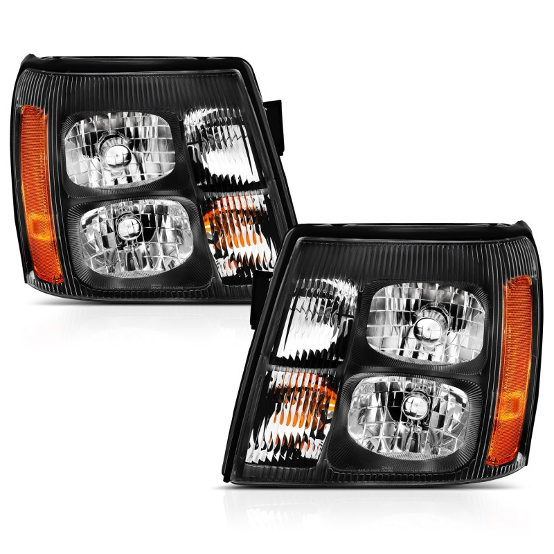 ANZO 2003-2006 Cadillac Escalade Crystal Headlight Black Amber ANZO 2003-2006 Cadillac Escalade Crystal Headlight Black Amber