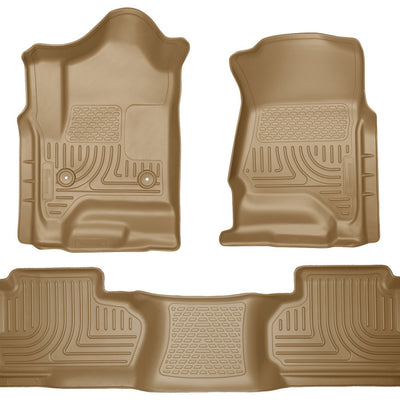 Husky Liners 14 Chevrolet Silverado/GMC Sierra Dbl Cab WeatherBeater Tan Front&2nd Seat Floor Liners