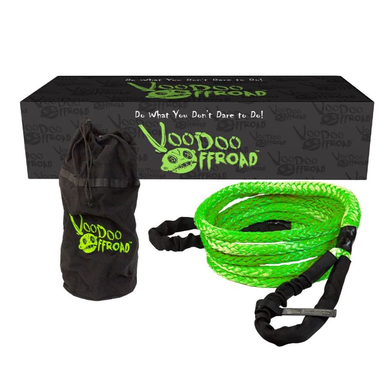 Voodoo Offroad 2.0 Santeria Series 3/4in x 20 ft Kinetic Recovery Rope with Rope Bag - Green Voodoo Offroad 2.0 Santeria Series 3/4in x 20 ft Kinetic Recovery Rope with Rope Bag - Green