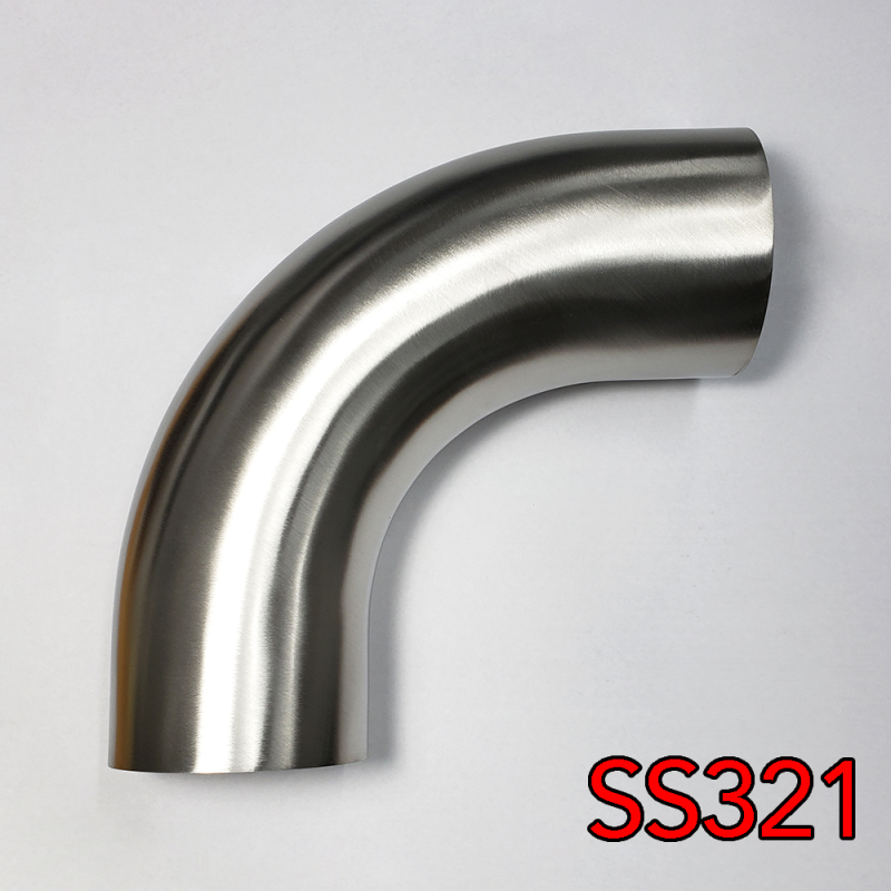 Stainless Bros 2.5in SS321 90Deg Elbow 1.5D 3.75in CLR - 16GA .065in w/Leg Stainless Bros 2.5in SS321 90Deg Elbow 1.5D 3.75in CLR - 16GA .065in w/Leg