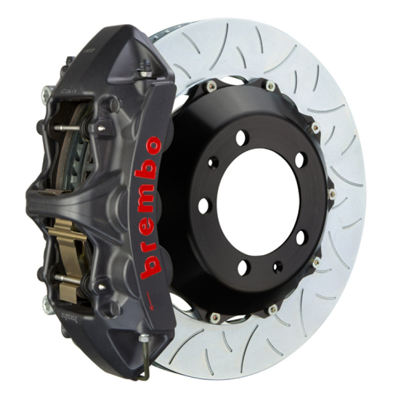 Brembo 99-07 Evo VI/VII/VIII/IXFront GTS BBK 6 Piston Cast 350x34 2pc Rotor Slotted Type3-Black HA Brembo 99-07 Evo VI/VII/VIII/IXFront GTS BBK 6 Piston Cast 350x34 2pc Rotor Slotted Type3-Black HA