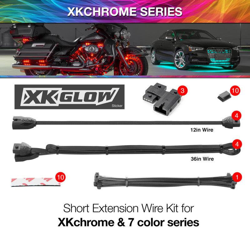 XK Glow Extension Wire Kit for XKchrome & 7 Color Series for Motorcycle XK Glow Extension Wire Kit for XKchrome & 7 Color Series for Motorcycle