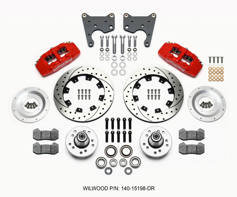 Wilwood Dynapro 6 Front Hub Kit 12.19in Drill Red 65-72 CDP C Body -Drum Wilwood Dynapro 6 Front Hub Kit 12.19in Drill Red 65-72 CDP C Body -Drum