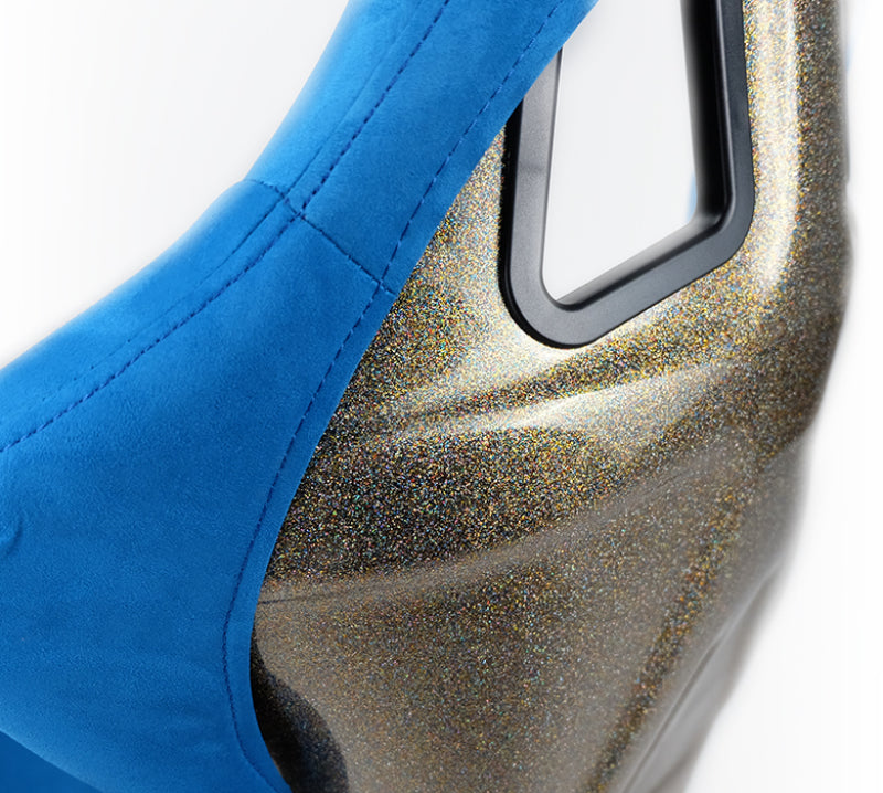 NRG FRP Bucket Seat ULTRA Edition - Large (Blue Alcantara/Gold Glitter Back) NRG FRP Bucket Seat ULTRA Edition - Large (Blue Alcantara/Gold Glitter Back)