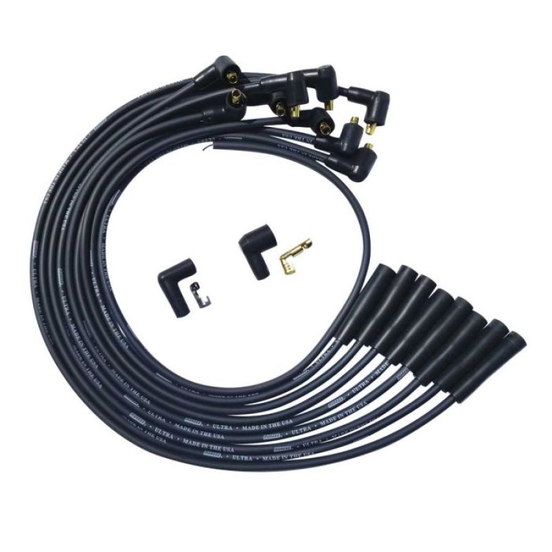 Moroso BBC Over Valve Cover Str Plug & 90 Non-HEI Unsleeved Ultra Spark Plug Wire Set - Black Moroso BBC Over Valve Cover Str Plug & 90 Non-HEI Unsleeved Ultra Spark Plug Wire Set - Black
