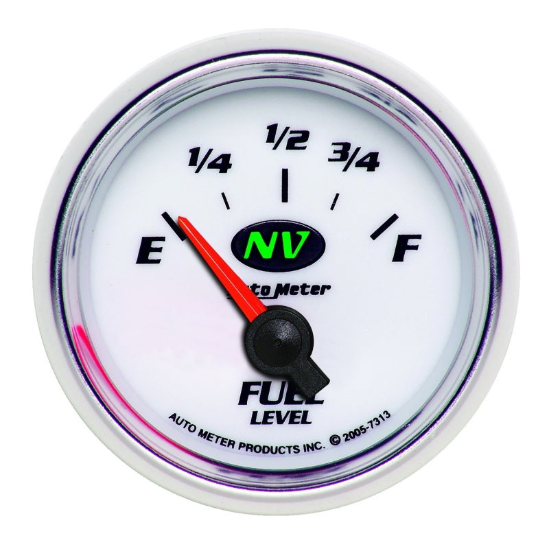 Autometer NV 2-1/16in 0 Ohms - Empty To 90 Ohms - Full Electric Fuel Level Gauge Autometer NV 2-1/16in 0 Ohms - Empty To 90 Ohms - Full Electric Fuel Level Gauge