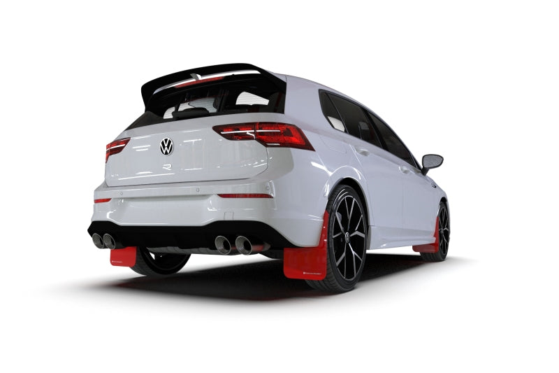 Rally Armor 22-24 VW MK8 Golf GTI/R Red UR Mud Flap w/White Logo Rally Armor 22-24 VW MK8 Golf GTI/R Red UR Mud Flap w/White Logo