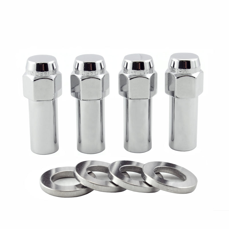 McGard Hex Lug Nut (X-Long Shank - 1.365in.) 1/2-20 / 13/16 Hex / 2.27in. Length (4-Pack) - Chrome McGard Hex Lug Nut (X-Long Shank - 1.365in.) 1/2-20 / 13/16 Hex / 2.27in. Length (4-Pack) - Chrome