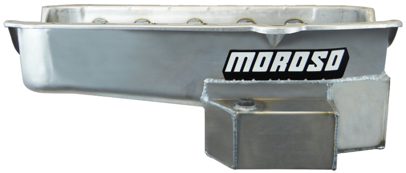 Moroso Pre-80 Chevrolet Small Block (w/2 Pc Seal) Road Race Wet Sump 7qt 7.5in Steel Oil Pan - Black Moroso Pre-80 Chevrolet Small Block (w/2 Pc Seal) Road Race Wet Sump 7qt 7.5in Steel Oil Pan - Black