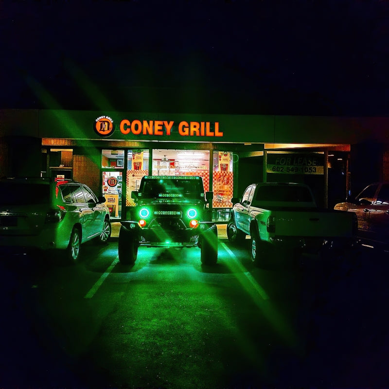 Oracle 7in High Powered LED Headlights - Black Bezel - Green Oracle 7in High Powered LED Headlights - Black Bezel - Green
