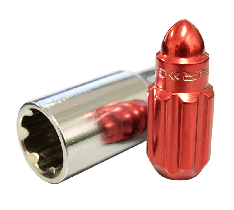 NRG 500 Series M12 X 1.5 Bullet Shape Steel Lug Nut Set - 21 Pc w/Lock Key - Red NRG 500 Series M12 X 1.5 Bullet Shape Steel Lug Nut Set - 21 Pc w/Lock Key - Red