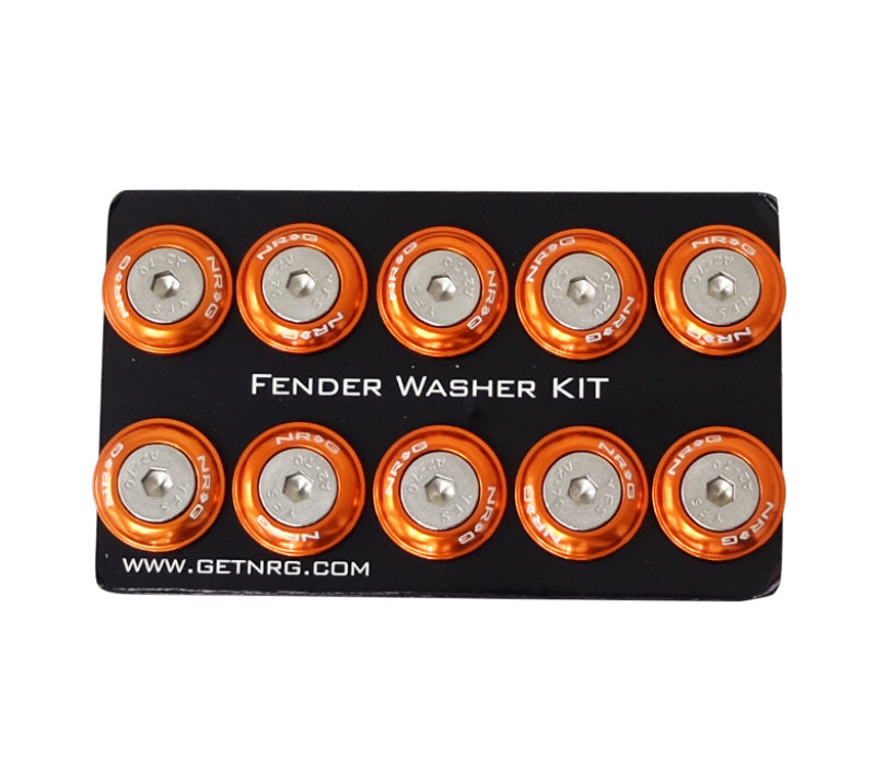 NRG Fender Washer Kit w/Rivets For Plastic (Orange) - Set of 10 NRG Fender Washer Kit w/Rivets For Plastic (Orange) - Set of 10