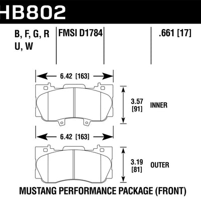 Hawk 15-17 Ford Mustang Performance Pkg (NON GT) HPS Front Brake Pads