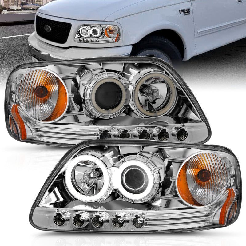 ANZO 1997.5-2003 Ford F-150 Projector Headlights w/ Halo Chrome 1pc ANZO 1997.5-2003 Ford F-150 Projector Headlights w/ Halo Chrome 1pc