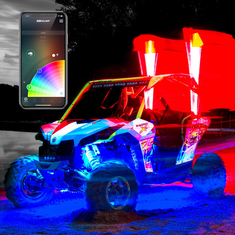 XK Glow XKchrome 4x4 Offroad UTV ATV App LED Whip Light Kit w/ Dual-Mode Controller 1x Whip 2nd Gen XK Glow XKchrome 4x4 Offroad UTV ATV App LED Whip Light Kit w/ Dual-Mode Controller 1x Whip 2nd Gen