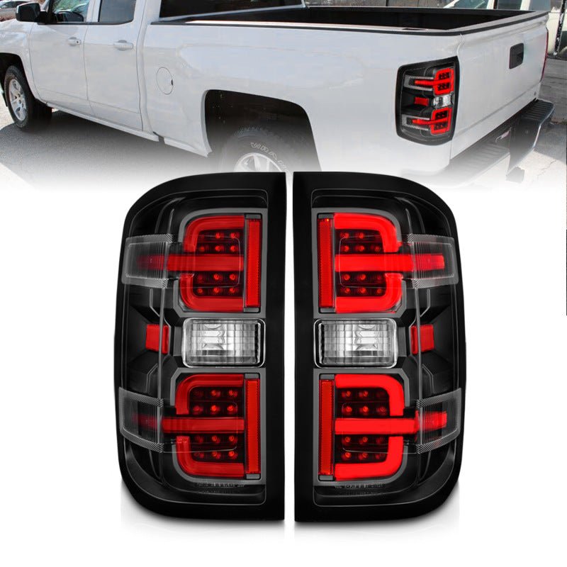 ANZO 15-19 Chevy Silverado 2500HD/3500HD (Halgn Only) LED Tail Lights w/Black Light Bar & Clear Lens ANZO 15-19 Chevy Silverado 2500HD/3500HD (Halgn Only) LED Tail Lights w/Black Light Bar & Clear Lens