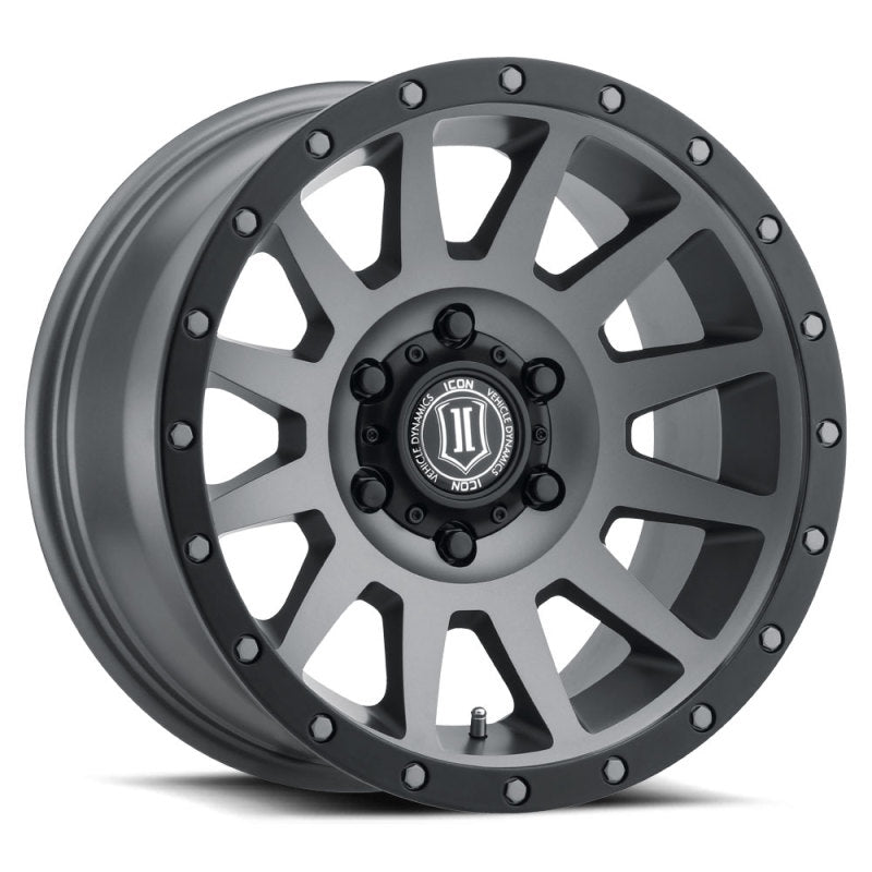 ICON Compression 17x8.5 6x5.5 25mm Offset 5.75in BS 95.1mm Bore Titanium Wheel ICON Compression 17x8.5 6x5.5 25mm Offset 5.75in BS 95.1mm Bore Titanium Wheel