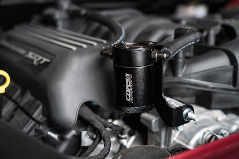 Corsa2011-2023 Dodge Challenger/Charger 2018-2023 Dodge Durango 6.4L Aluminum Oil Catch Can Corsa2011-2023 Dodge Challenger/Charger 2018-2023 Dodge Durango 6.4L Aluminum Oil Catch Can