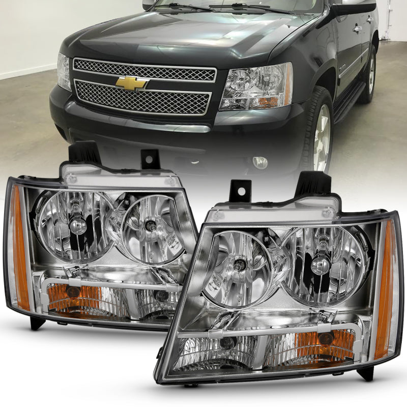 ANZO 2007-2014 Chevy TahOE Crystal Headlight Chrome Amber(OE) ANZO 2007-2014 Chevy TahOE Crystal Headlight Chrome Amber(OE)