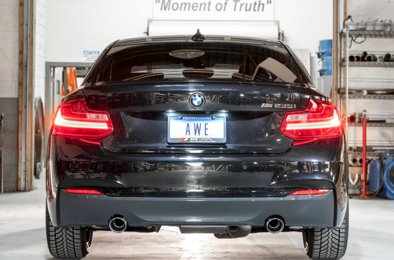 AWE Tuning BMW F22 M235i / M240i Touring Edition Axle-Back Exhaust - Chrome Silver Tips (90mm) AWE Tuning BMW F22 M235i / M240i Touring Edition Axle-Back Exhaust - Chrome Silver Tips (90mm)