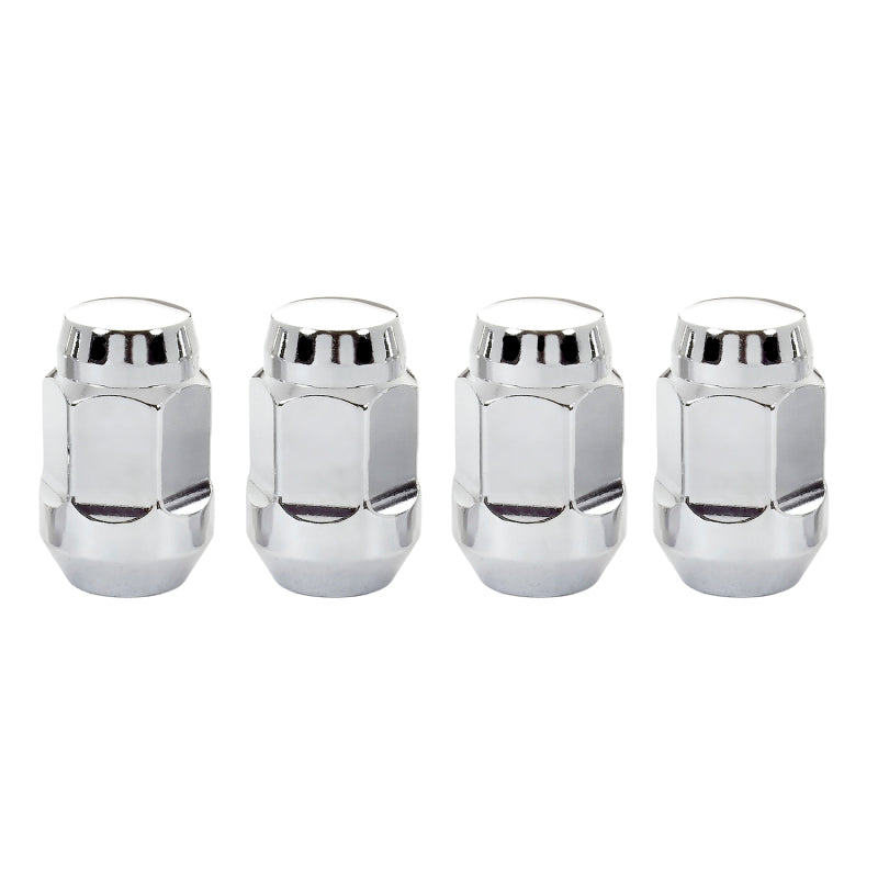 McGard Hex Lug Nut (Cone Seat Bulge Style) M12X1.5 / 3/4 Hex / 1.45in. Length (4-Pack) - Chrome McGard Hex Lug Nut (Cone Seat Bulge Style) M12X1.5 / 3/4 Hex / 1.45in. Length (4-Pack) - Chrome