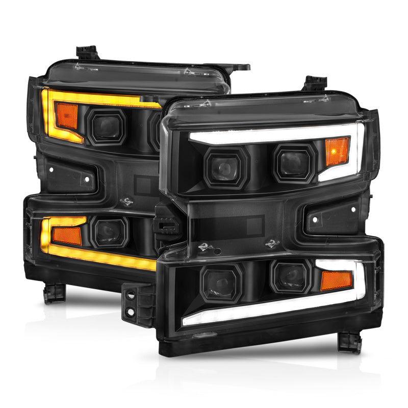 ANZO 19-22 Chevrolet Silverado 1500 LED Proj HL w/Lgt Bar SwBk Seq. Blk w/In. Light - Driver Side ON ANZO 19-22 Chevrolet Silverado 1500 LED Proj HL w/Lgt Bar SwBk Seq. Blk w/In. Light - Driver Side ON