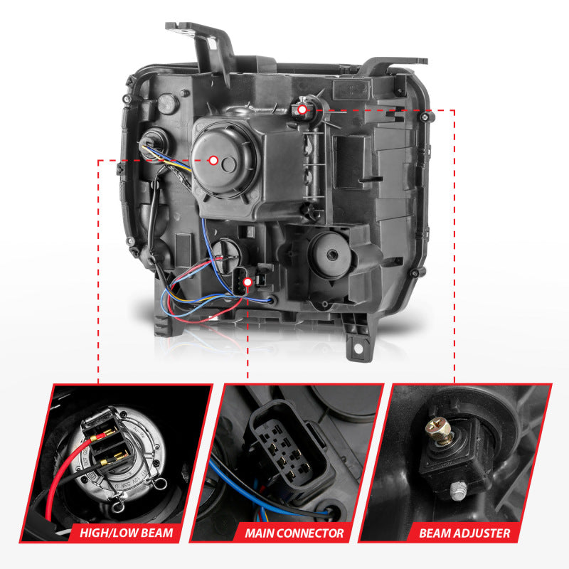 ANZO 14-15 GMC Sierra 1500/2500HD/3500HD Plank Style Projector Headlight - Chrome Housing ANZO 14-15 GMC Sierra 1500/2500HD/3500HD Plank Style Projector Headlight - Chrome Housing