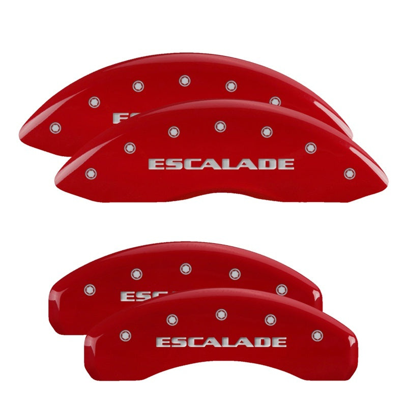 MGP 4 Caliper Covers Engraved Front & Rear Escalade Red finish silver ch MGP 4 Caliper Covers Engraved Front & Rear Escalade Red finish silver ch