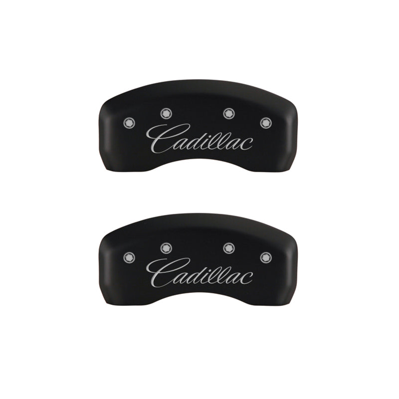 MGP 4 Caliper Covers Engraved Front & Rear Cursive/Cadillac Red finish silver ch MGP 4 Caliper Covers Engraved Front & Rear Cursive/Cadillac Red finish silver ch