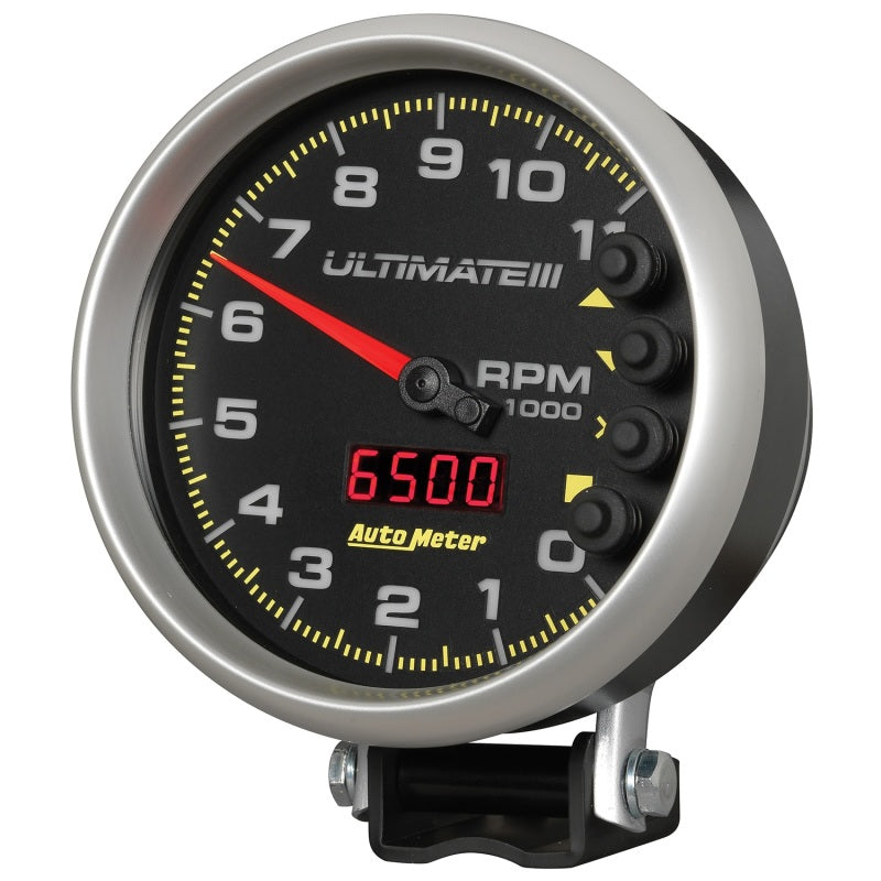 AutoMeter Gauge Tach 5in. 11K RPM Pedestal Datalogging Ultimate IIi Playback Black AutoMeter Gauge Tach 5in. 11K RPM Pedestal Datalogging Ultimate IIi Playback Black