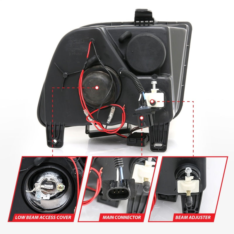 ANZO 2005-2009 Ford Mustang Projector Headlights w/ Halo Black ANZO 2005-2009 Ford Mustang Projector Headlights w/ Halo Black