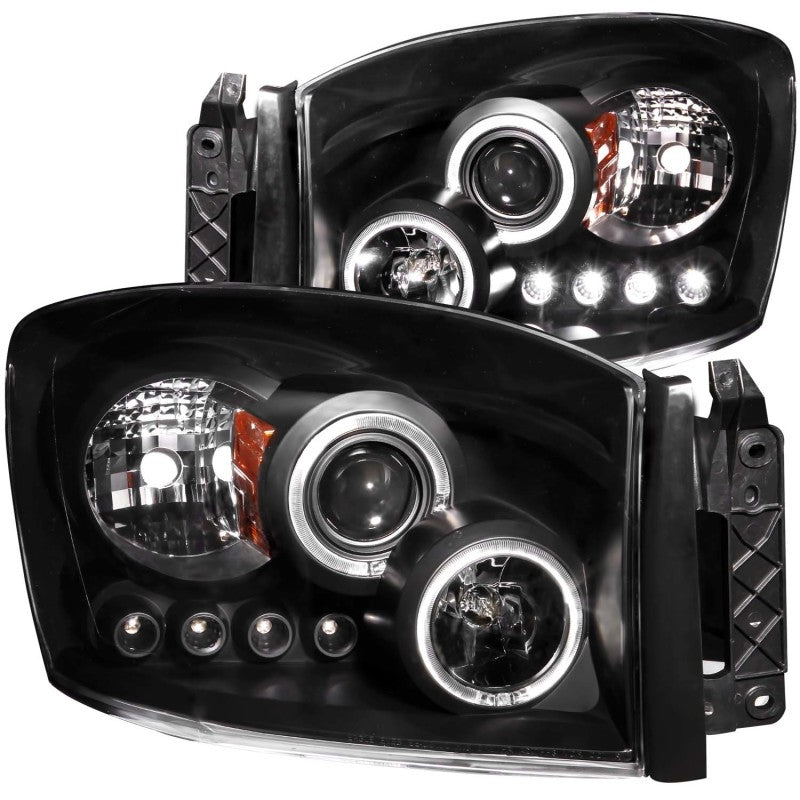 ANZO 2006-2008 Dodge Ram 1500 Projector Headlights w/ Halo Black ANZO 2006-2008 Dodge Ram 1500 Projector Headlights w/ Halo Black