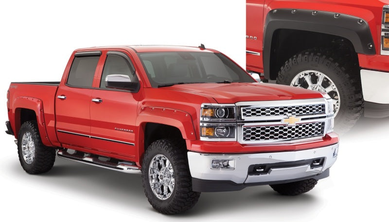 Bushwacker 07-13 Chevy Silverado 1500 Fleetside Pocket Style Flares 4pc 69.3in Bed - Black Bushwacker 07-13 Chevy Silverado 1500 Fleetside Pocket Style Flares 4pc 69.3in Bed - Black