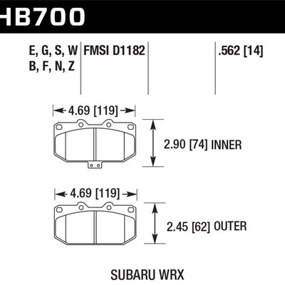 Hawk 06-07 Subaru WRX Blue 9012 Front Race Pads