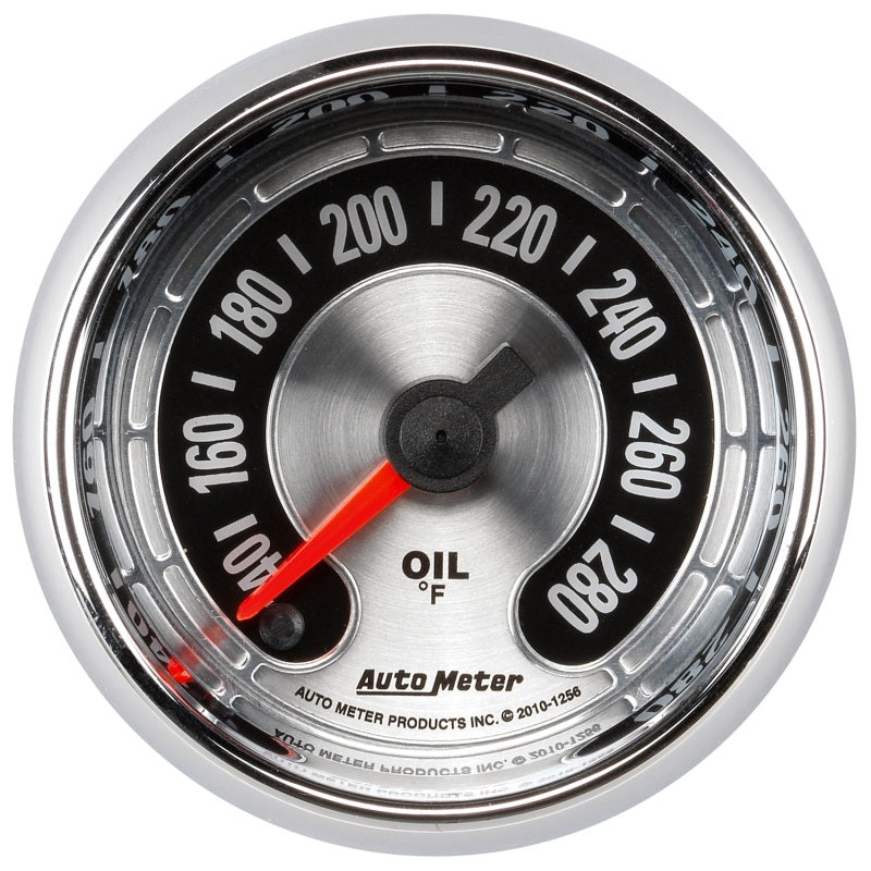 Autometer American Muscle 2-1/16in Full Sweep Electric Digital Stepper 140-280 Deg F Oil Temp Gauge Autometer American Muscle 2-1/16in Full Sweep Electric Digital Stepper 140-280 Deg F Oil Temp Gauge