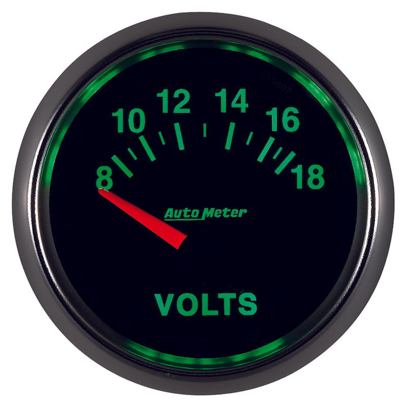Autometer GS 52mm 8-18 Volts Short Sweep Electronic Voltmeter Gauge Autometer GS 52mm 8-18 Volts Short Sweep Electronic Voltmeter Gauge