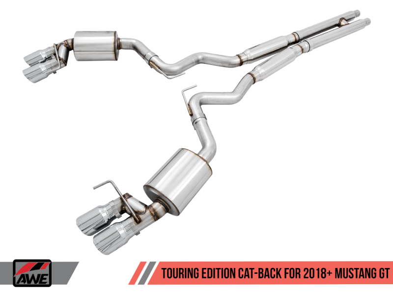 AWE Tuning 2018+ Ford Mustang GT (S550) Cat-back Exhaust - Touring Edition (Quad Chrome Silver Tips) AWE Tuning 2018+ Ford Mustang GT (S550) Cat-back Exhaust - Touring Edition (Quad Chrome Silver Tips)